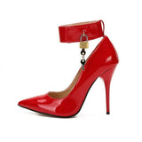 Sexy Stiletto Padlock Pointed Toe Ankle Strap shoes - Alt Style Clothing