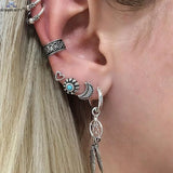 Goth Vintage Piercing Set – Boho Stud and Ear Cuff Combo