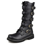 Leather Motorcycle Mid-calf Boots - Alt Style Clothing