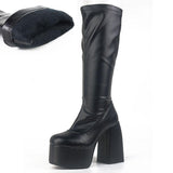 Gothic Chunky High Heels Platform Shoes Brand Long Boots - Alt Style Clothing