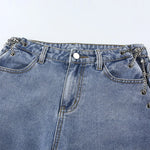 High Waisted Chain Jeans - Featuring a Cross Chain and Hollow Out Design for a Sexy and Elegant Look