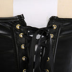 Faux PU Leather Lace Up Boned Overbust Corset - Alt Style Clothing