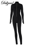 Solid Long Sleeve Zipper Jumpsuit - Sleek, Stylish, and Ready for Anything