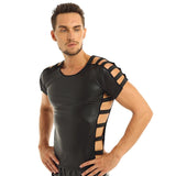 Muscle T-shirt Tops Faux Leather Night Clubwear - Alt Style Clothing
