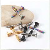 Punk Gothic Screw Spike Stud Earrings – Stainless Steel Design