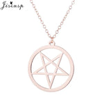 Retro Satanic Pentagram Pendant Necklace - Antique Gold, Steel, Rose