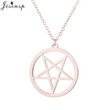 Retro Satanic Pentagram Pendant Necklace - Antique Gold, Steel, Rose