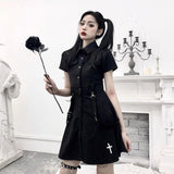 Punk Gothic Mini Dress Short Sleeve - Alt Style Clothing