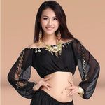 crystal cotton and mesh belly dance top