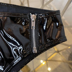 Bright Pvc Patent Leather Sexy Zipper Shorts Mini Shorts