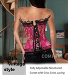 Gothic Corset Lace Up boned Overbust Waist Body shaper - Alt Style Clothing