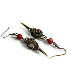 Vintage Bronze Crow Skull Dangle Earrings – Gothic Wiccan Jewelry