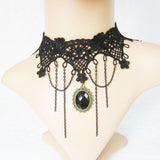 Gothic Chokers Black Beaded Flowers Sexy Lace Neck Choker