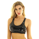 Glossy PVC Leather Deep U Half Cup Sheath Top – Sexy I-Shaped Tank