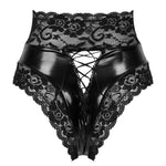 Lingerie Panties High Waist Underpants Wetlook Leather - Alt Style Clothing
