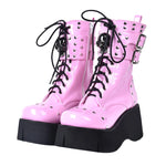 Gothic Punk Rock Lace-up Boots Block Heel Thick Platform Boots