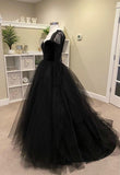 Gothic Long Sleeves Tulle Lace Appliques Sweep Eevening Gown - Alt Style Clothing
