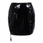 Shiny Faux Leather Bodycon Mini Skirt with Side Zipper – High Street Style