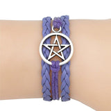 Gothic Fashion Antique Pentagram Charms Wiccan Pentacle Leather Bracelets Vintage Jewelry Gift for Women Men - Alt Style Clothing