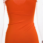 Thin Straps V-neck Halter Strap Tight Mid-length Dress