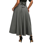 High Waist Pleated Long SkirtVintage Flared Full Skirt Swing Satin - Alt Style Clothing