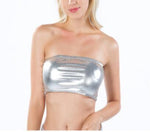 PU Leather Tube Tops Solid Sleeveless Crop Tube Top - Alt Style Clothing