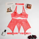 Four-Piece Set Transparent Bra Kit Push Up See Through Lace Langerie - Alt Style Clothing