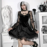 Gothic Mini Dress Lace Trim High Waist Bodycon