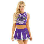 Crop Top with Mini Pleated Skirt Cheerleader Costume Set