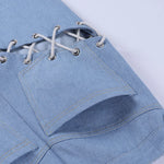 High Waisted Chain Jeans - Featuring a Cross Chain and Hollow Out Design for a Sexy and Elegant Look