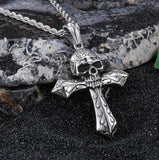 Personality Skull Cross Punk Gothic Pendant Necklace