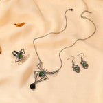 Gothic Vintage Green Crystal Spider Pendant Necklace