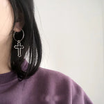 Make a Bold Statement with Black Hollow Cross Big Earrings