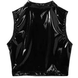 Patent Leather Glossy Shaping Sheath Crop Tank Top