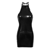 Wetlook Mini Dress Sexy Patent Leather Skinny Dress - Alt Style Clothing