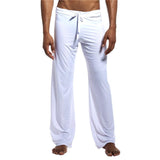 Men's Casual Pants Solid Color Ice Silk Drawstring Elastic Waist Loose-Fit - Alt Style Clothing