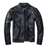 Edgy Motorcycle Jacket in Genuine Leather with Stand Collar