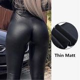 Thickened High-Waist Fleece-Lined PU Leather Leggings – Warm and Stylish for Winter