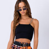 Metal Chain Straps Cropped Tank Top - Alt Style Clothing