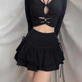 High Waist Lace Plaid Pleated Gothic Mini Skirt - Alt Style Clothing