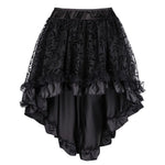Victorian Asymmetrical Ruffled Satin Lace Trim Gothic Skirt - Alt Style Clothing