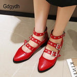 Punk Style Leather Gothic Shoes Square Heel Pumps - Alt Style Clothing