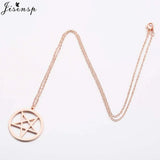 Retro Satanic Pentagram Pendant Necklace - Antique Gold, Steel, Rose