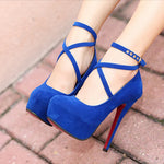 Super High Heel Pointed Toe Stiletto Dress Pumps – Elegant Buckle Strap Design