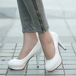 Classic Slip-On Round Toe High Heel Pumps – Elegant Office Shoes