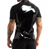 Glossy PVC Leather Short-sleeved Shirt Shaping Sheath Bodycon Patent Leather Top