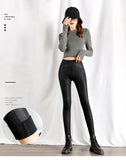 Gothic Velvet Faux Leather Leggings Slim Skinny Pencil Pants