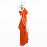 Thin Straps V-neck Halter Strap Tight Mid-length Dress