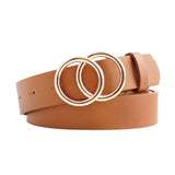 Double Ring Circle Button Belt Leisure Leather Belt