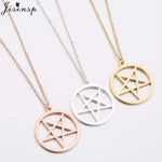 Retro Satanic Pentagram Pendant Necklace - Antique Gold, Steel, Rose